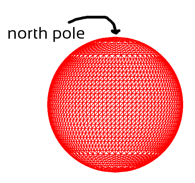 the front of a 
lattice of triangles over the globe