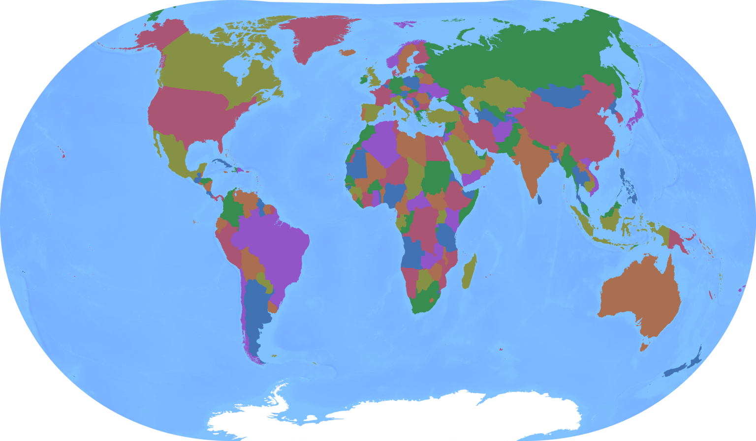 map of countries under Martin 1 projection